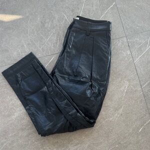 Women’s Cropped Black Leather Pants
